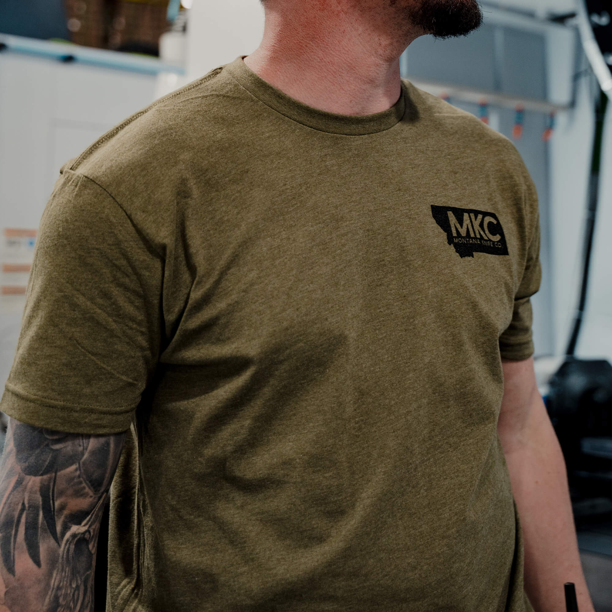 MKC BISON SKULL TEE - OLIVE