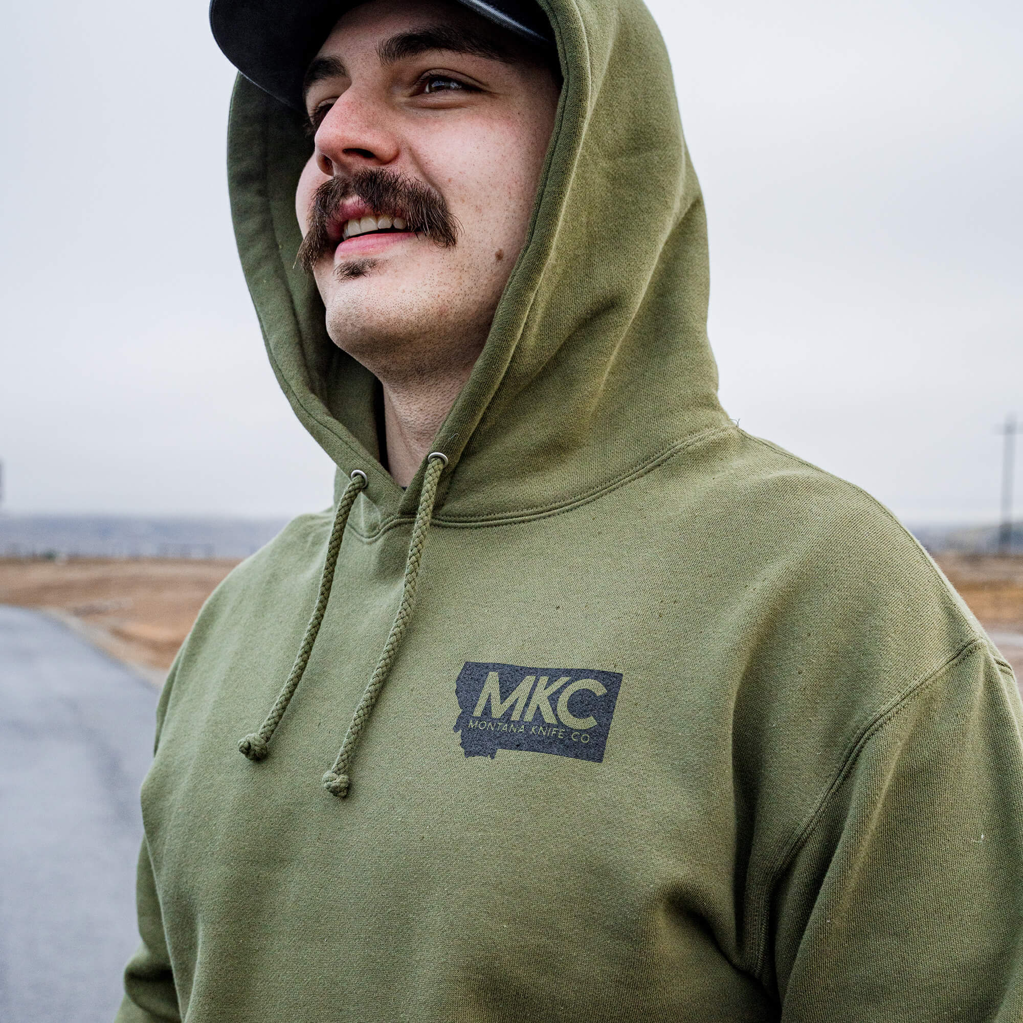 MKC BISON SKULL HOODIE - OLIVE