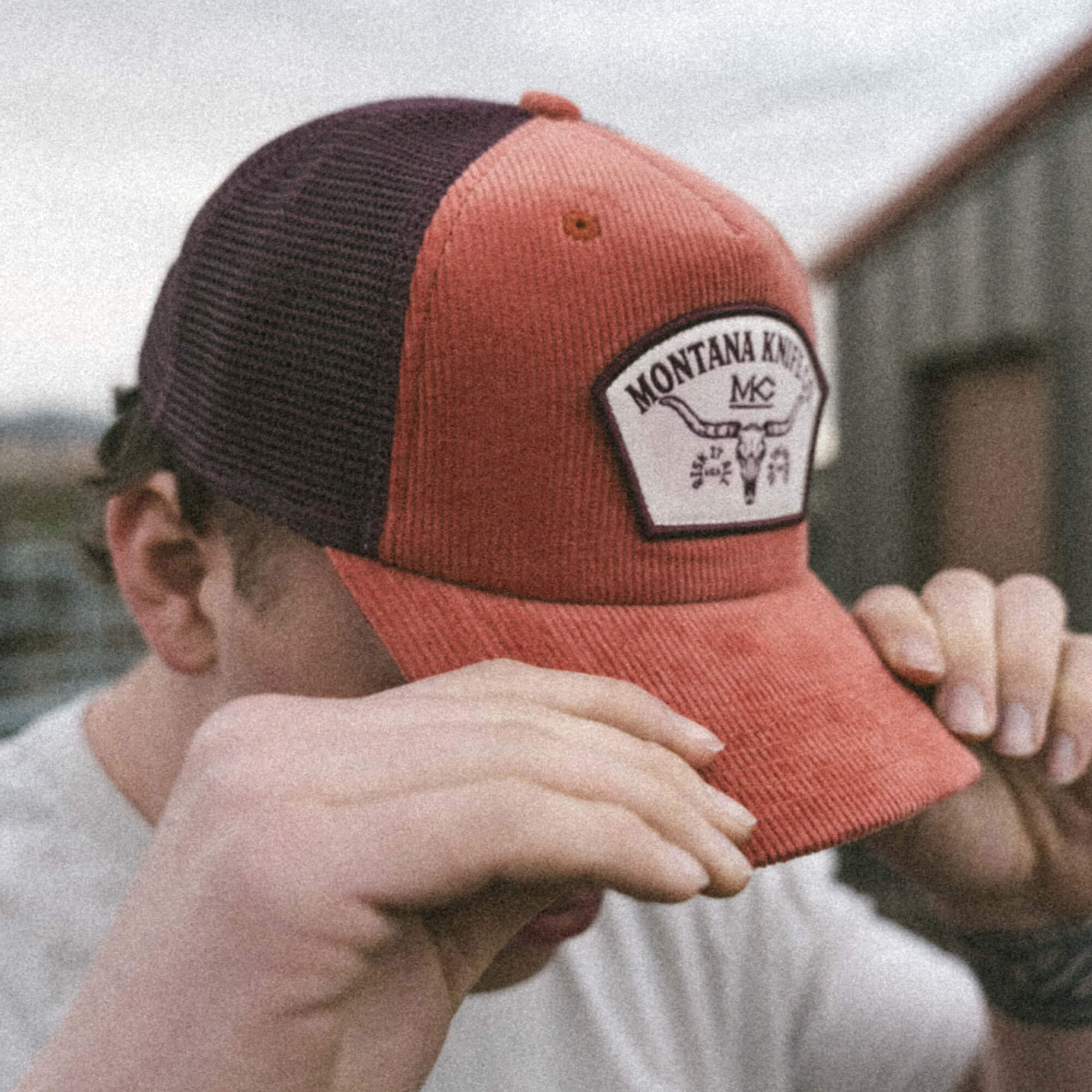 STOCKYARD CORDUROY HAT - CLAY/MAROON