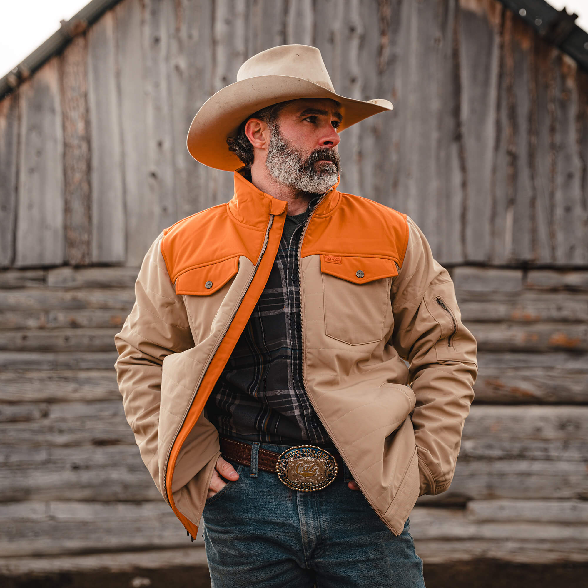 AUGUSTA JACKET - TAN/ORANGE