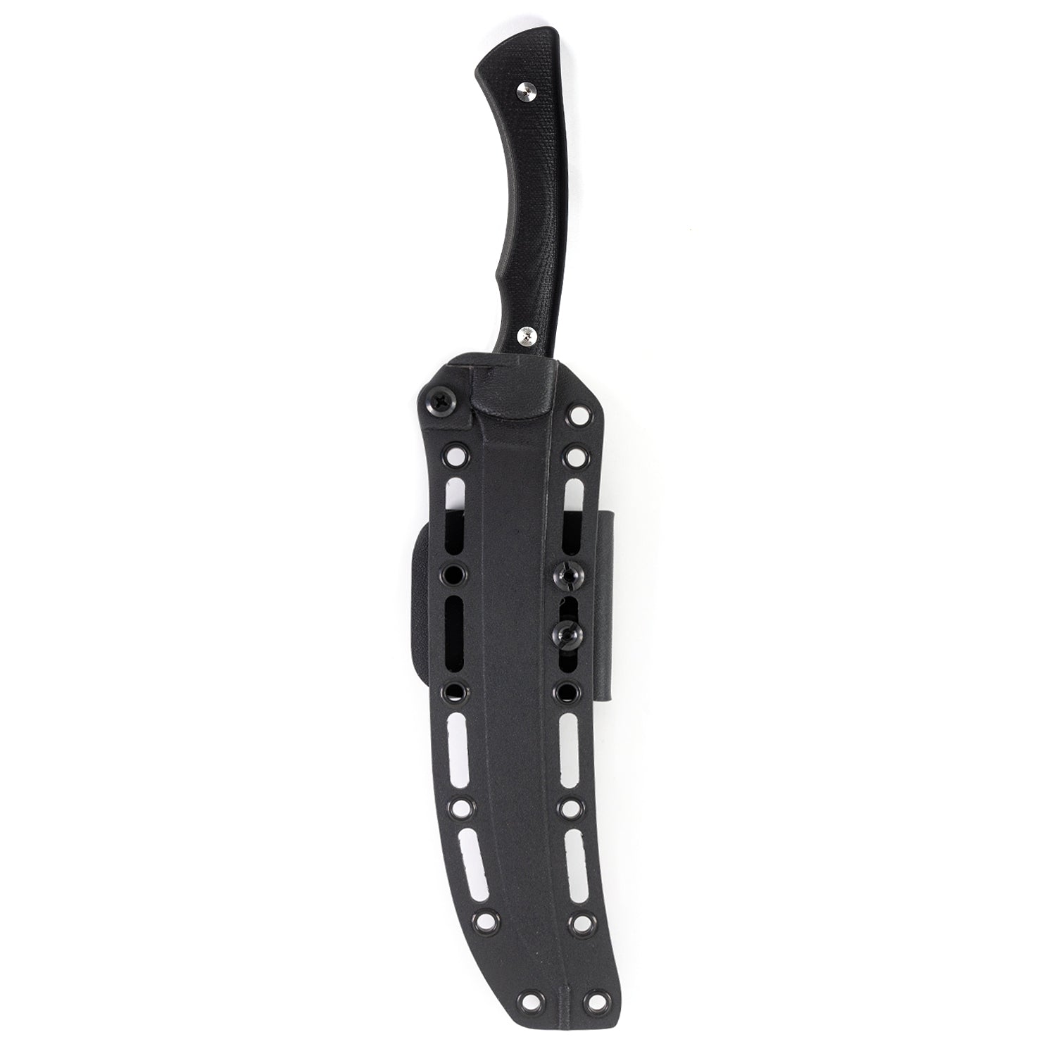 HUK Flathead Fillet knife with a sleek black handle and a durable sheath, designed for precision fishing tasks.