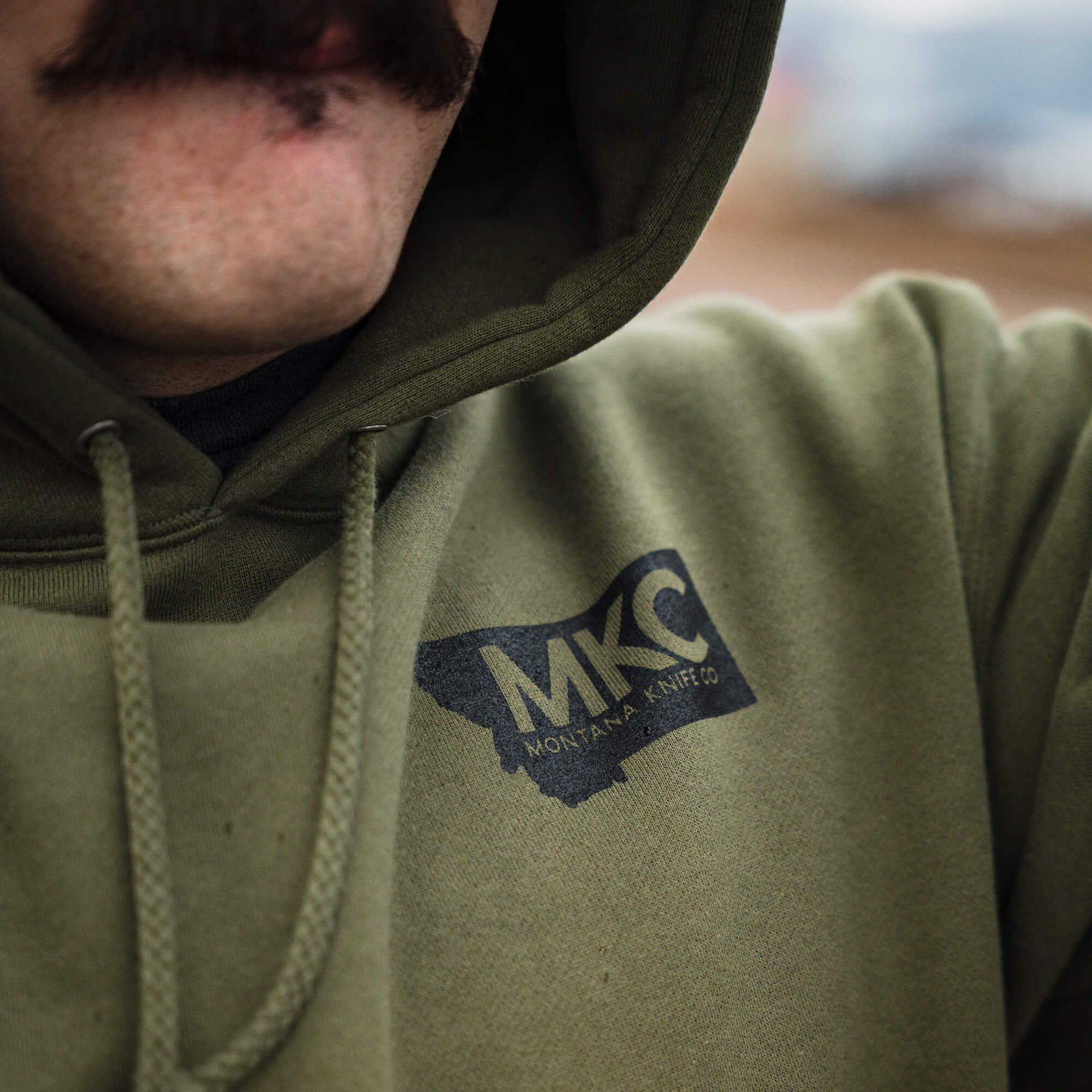 MKC BISON SKULL HOODIE - OLIVE