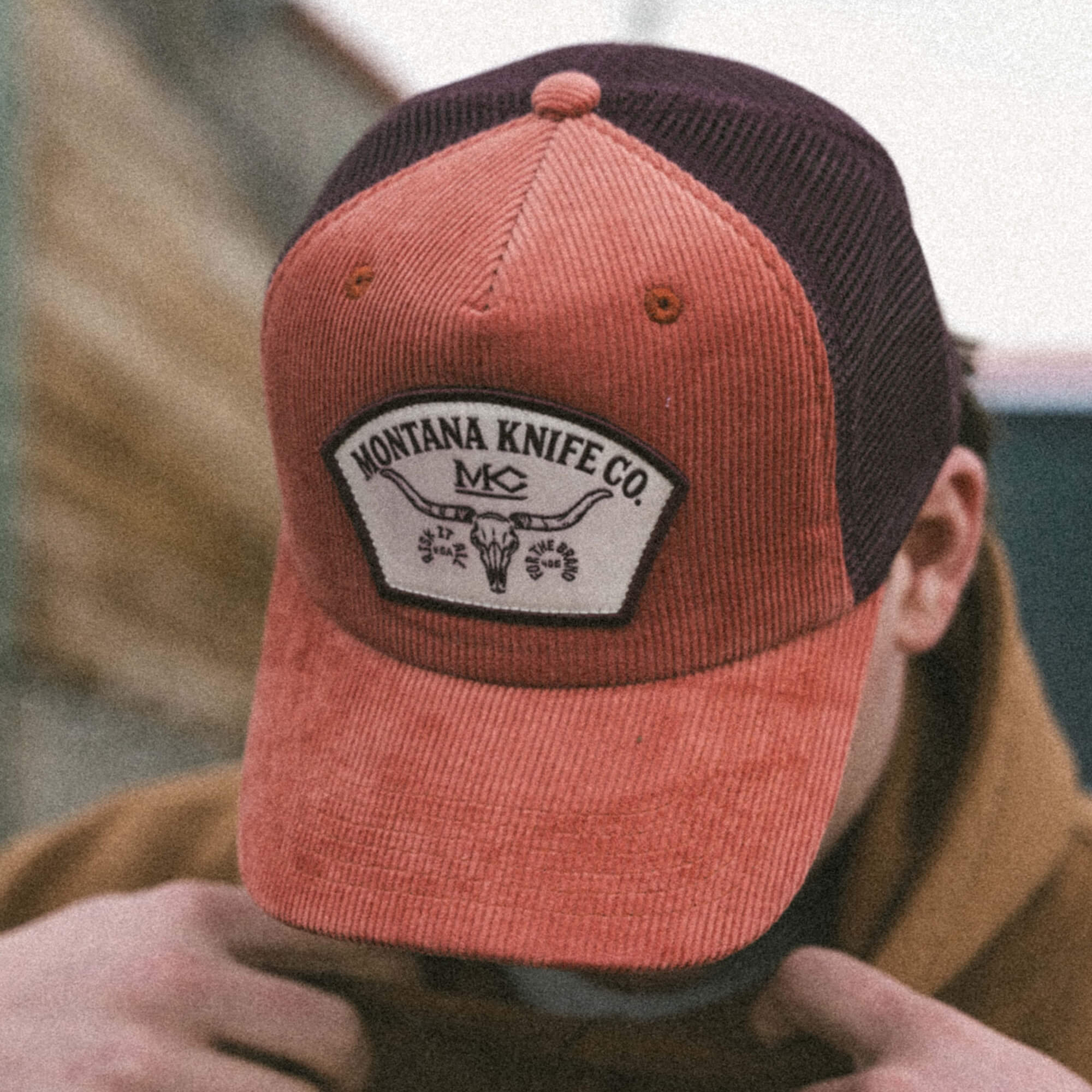 STOCKYARD CORDUROY HAT - CLAY/MAROON