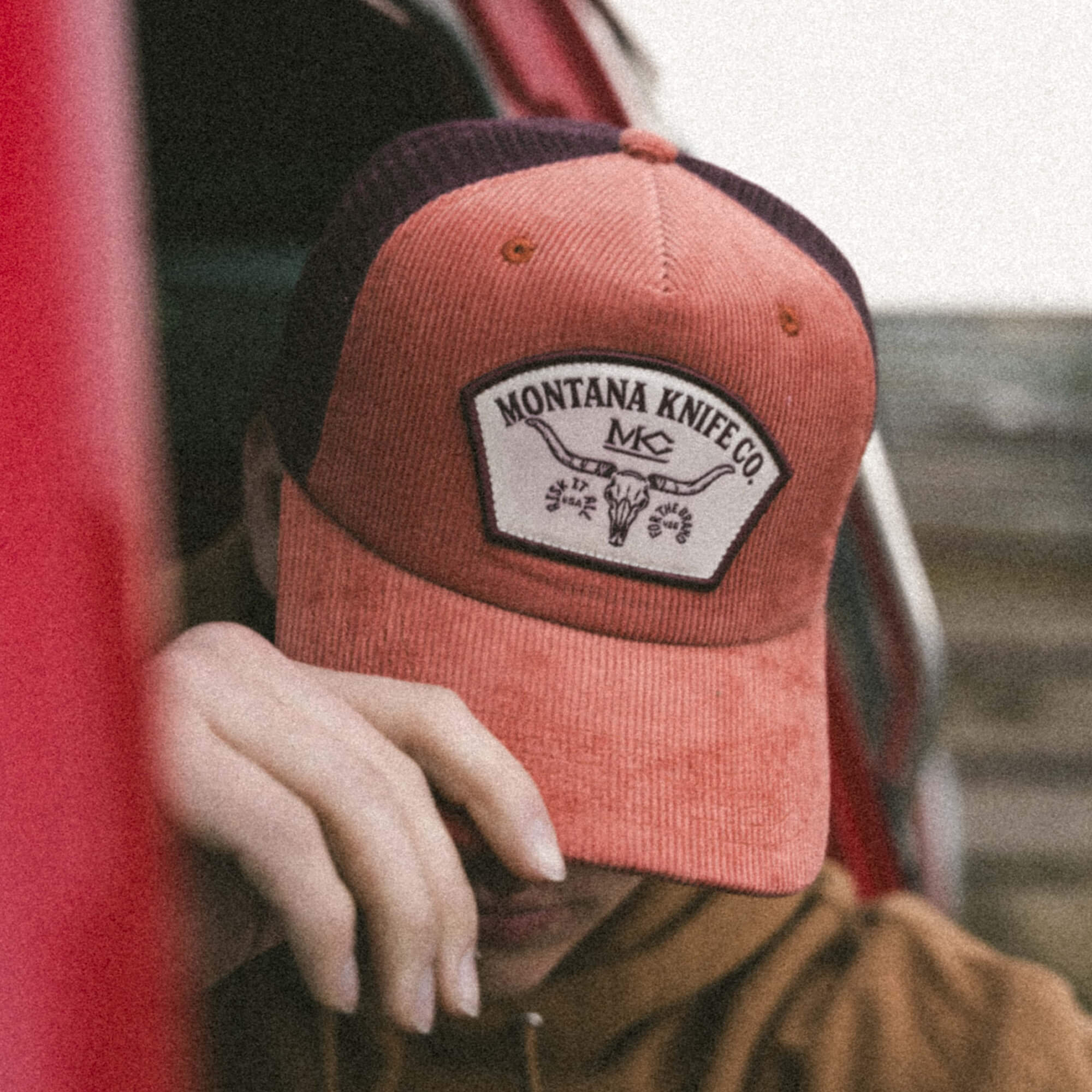 STOCKYARD CORDUROY HAT - CLAY/MAROON