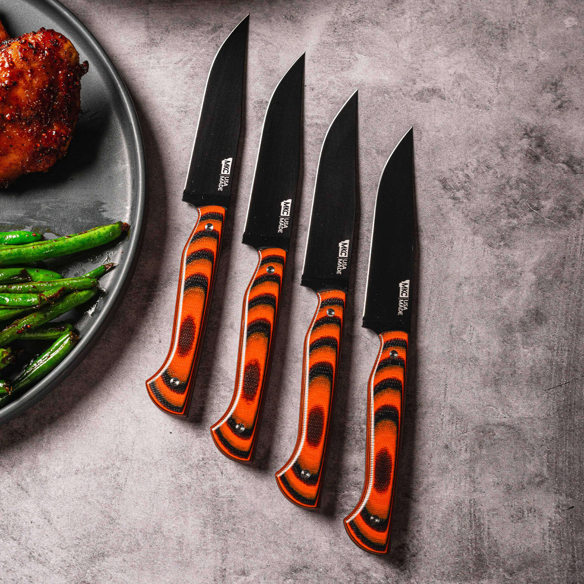 MKC STEAK KNIVES (SET OF 4) - PVD - ORANGE/BLACK